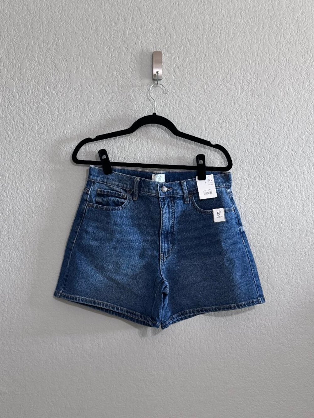 Time and Tru Medium Blue High-Rise Jean Shorts